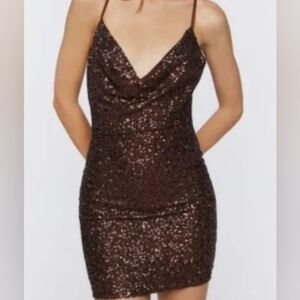 Forever 21 Bronze Sequin Backless Dress